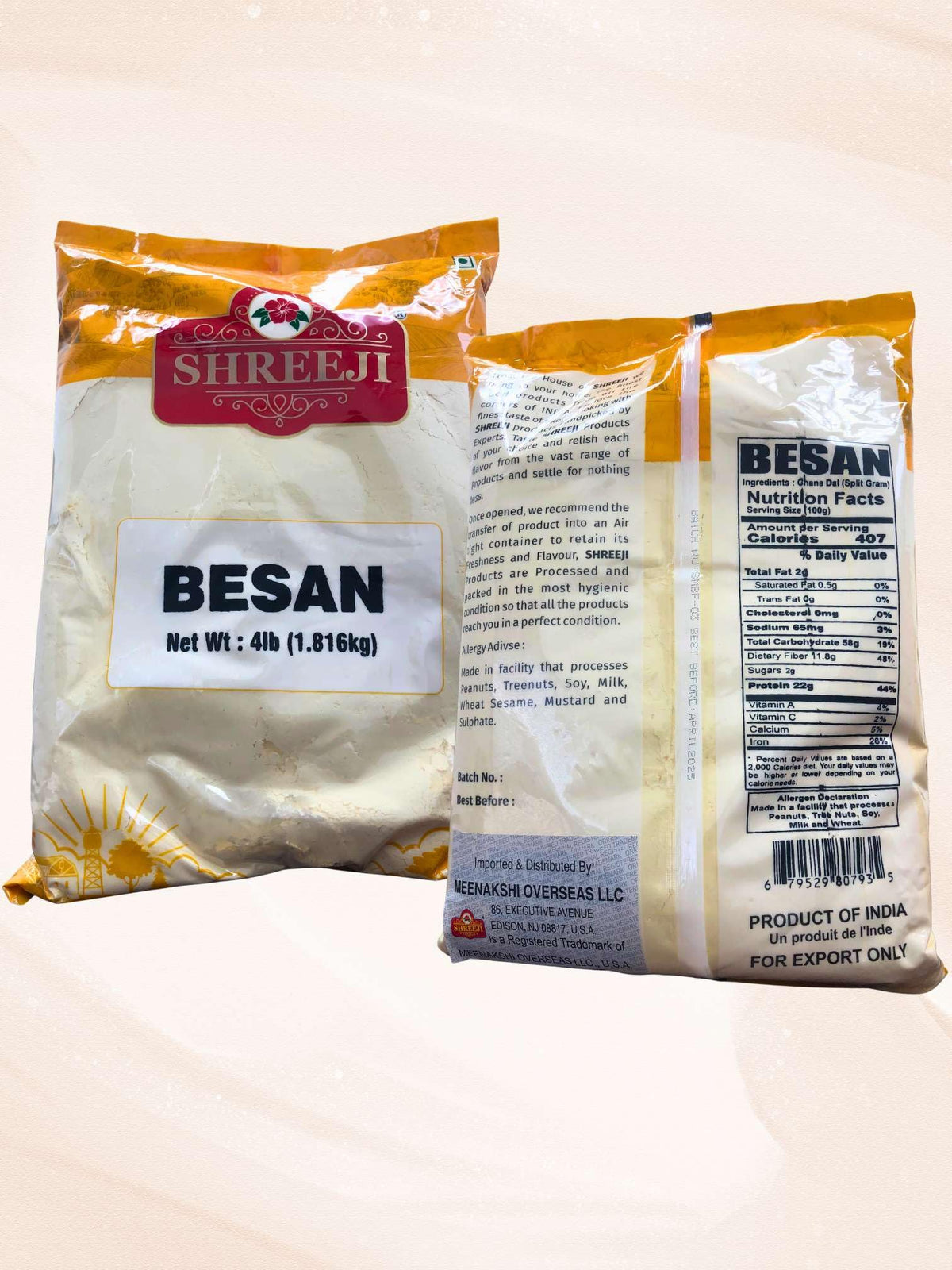 Shreeji Besan Flour gluten-free batter option for crepes and fritters.