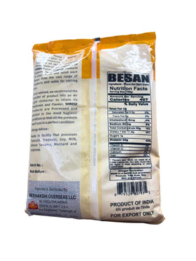 Shreeji Besan Flour open bag, highlighting freshness and aroma for quick batters.