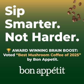 Shroomi coffee bag scoop highlights 16,000mg total fruiting bodies for potency.