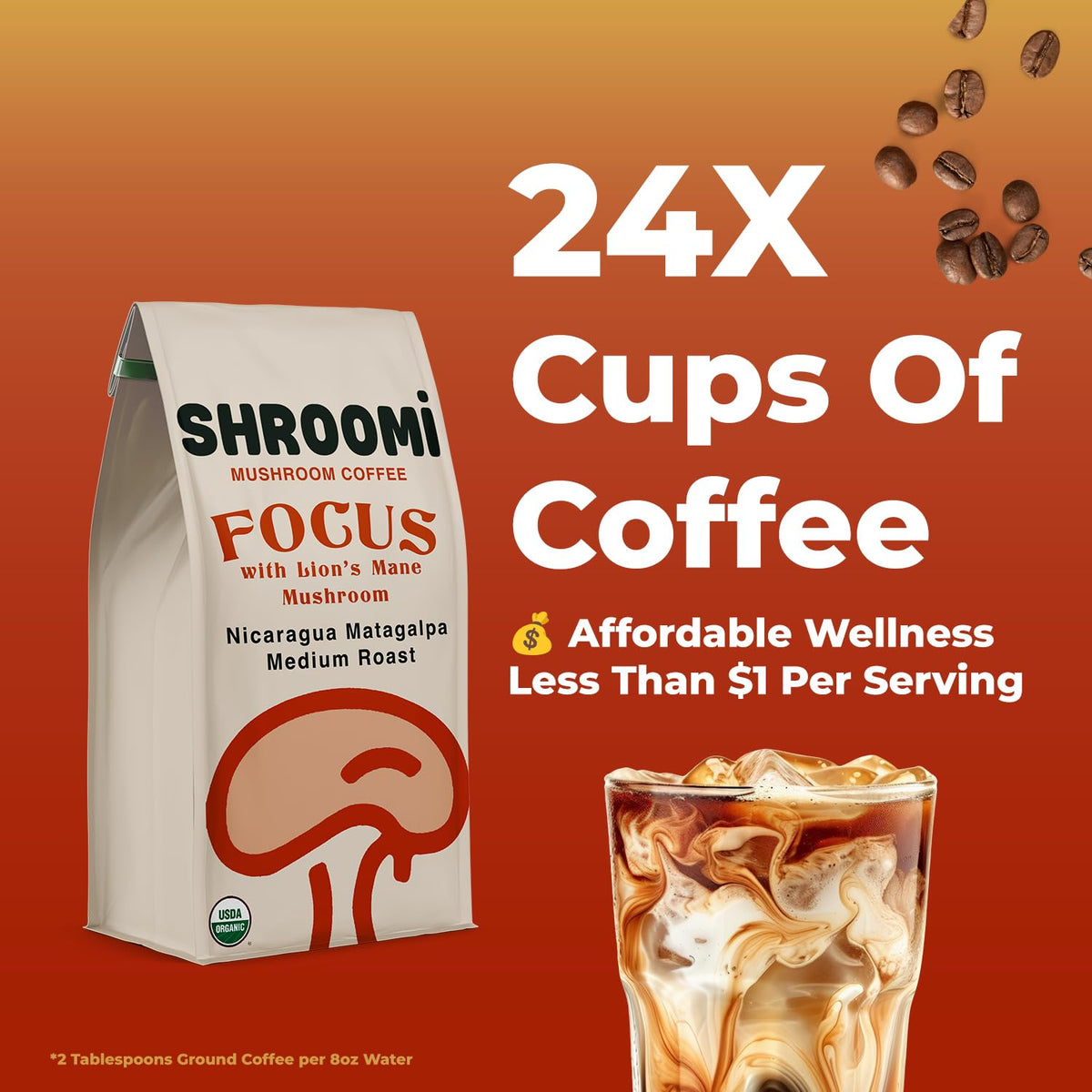Shroomi steaming cup shows smooth flavor with no mushroom aftertaste.