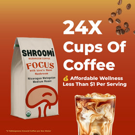 Shroomi steaming cup shows smooth flavor with no mushroom aftertaste.