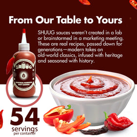 SHUUG Harissa dipping sauce pairs with breads and veggies.