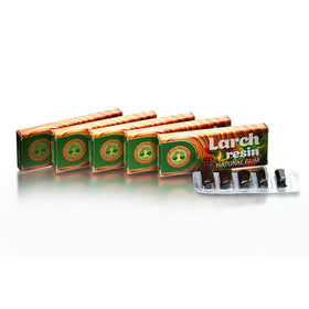 Siberian Treasure Larch Resin pack shot showing natural gum with no sugar for mindful snacking