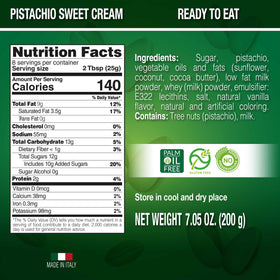 SICANIA Pistachio Cream dollop enhances desserts with luxurious pistachio flavor.
