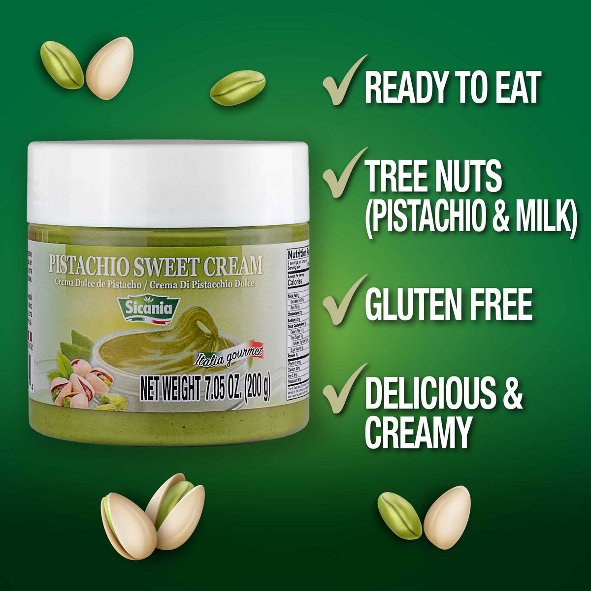 SICANIA Pistachio Cream on toast adds rich breakfast delight.