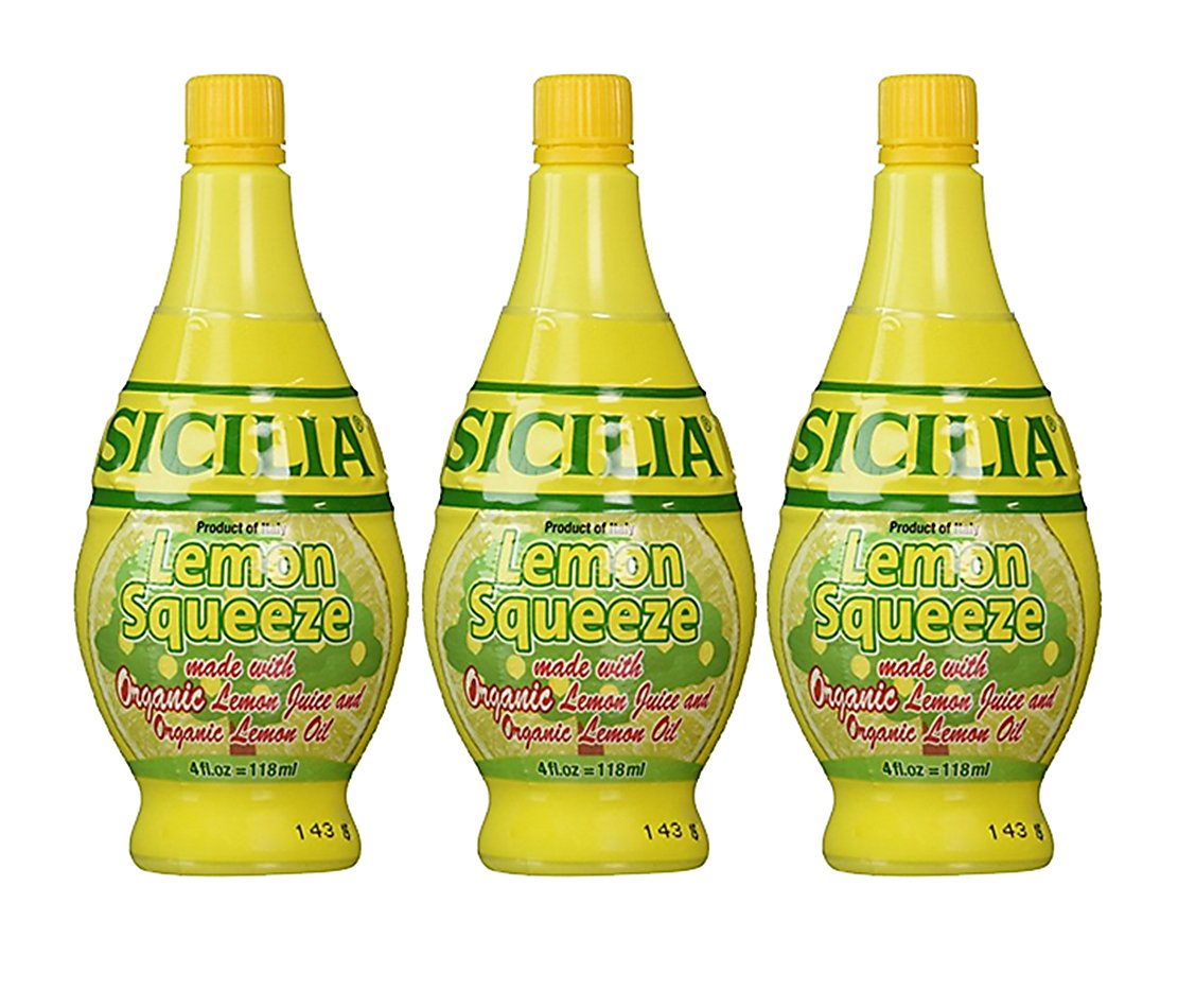 Sicilia Organic Lemon Juice 4 oz bottle ready for quick use in drinks and dressings.