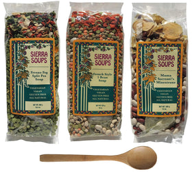 Sierra Soups Fresno Fog Split Pea Soup Pack—hearty ingredients for quick family meals.