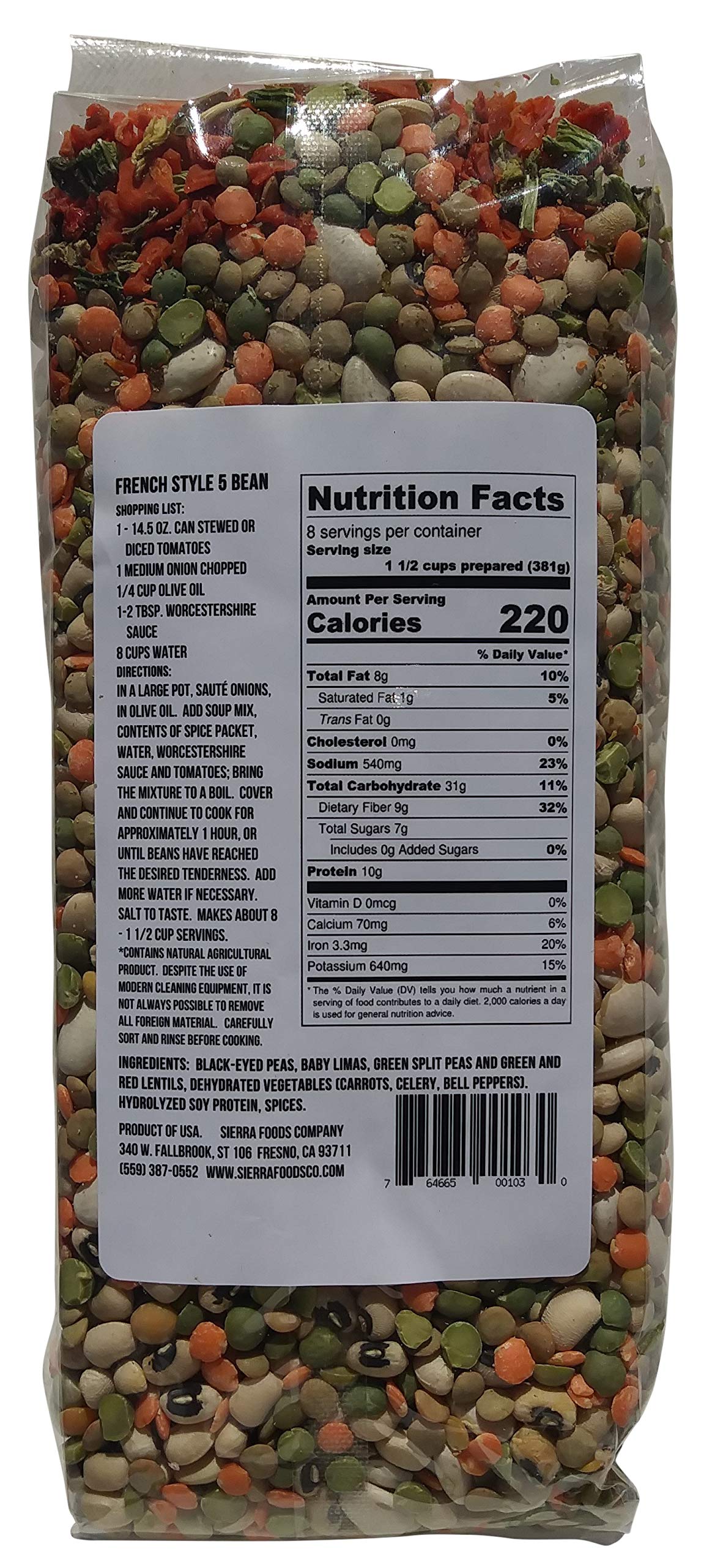 Sierra Soups Mama Sorrentis Minestrone Pack—colorful vegetables and beans for family meals.