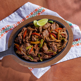 Six-pack display of Siete Beef Fajita Seasoning for convenient meals.
