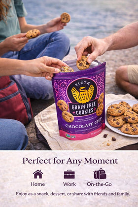 Siete Grain Free Cookies packaging shot, convenient 16 oz bag.