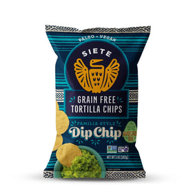 Siete grain free tortilla chips with avocado oil for a light, crispy bite ideal for dipping