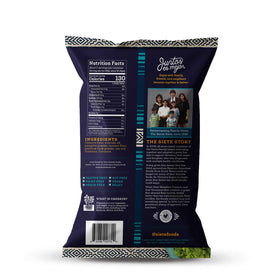 Siete cassava flour chips close up showing natural ingredients and texture