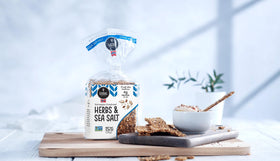 Sigdal Bakeri crispbread serving idea, herbs and sea salt with versatile toppings