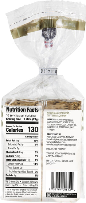 Sigdal Bakeri quinoa crispbread on a plate, a versatile base for toppings and healthy snacking.