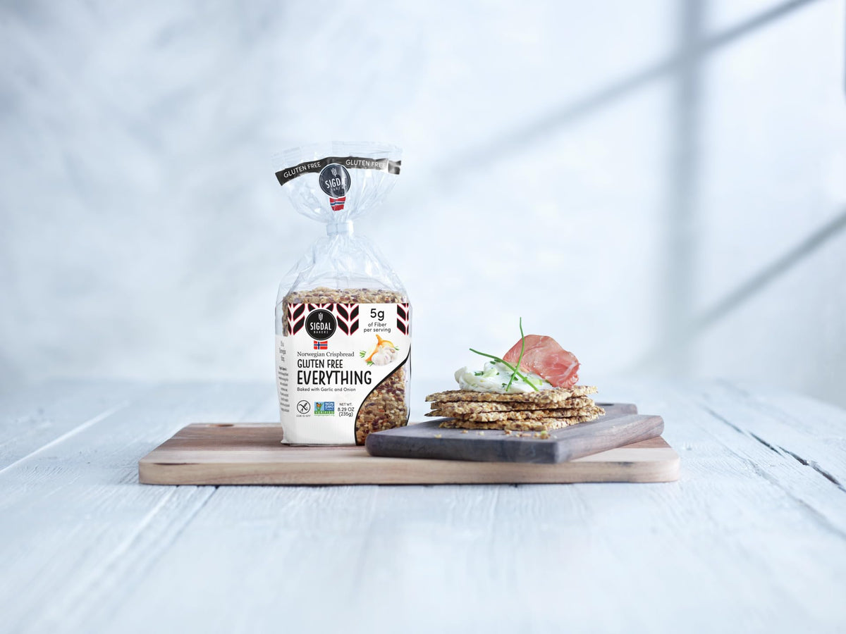 Sigdal Bakeri serving ideas: cream cheese or smoked salmon on crispbread.