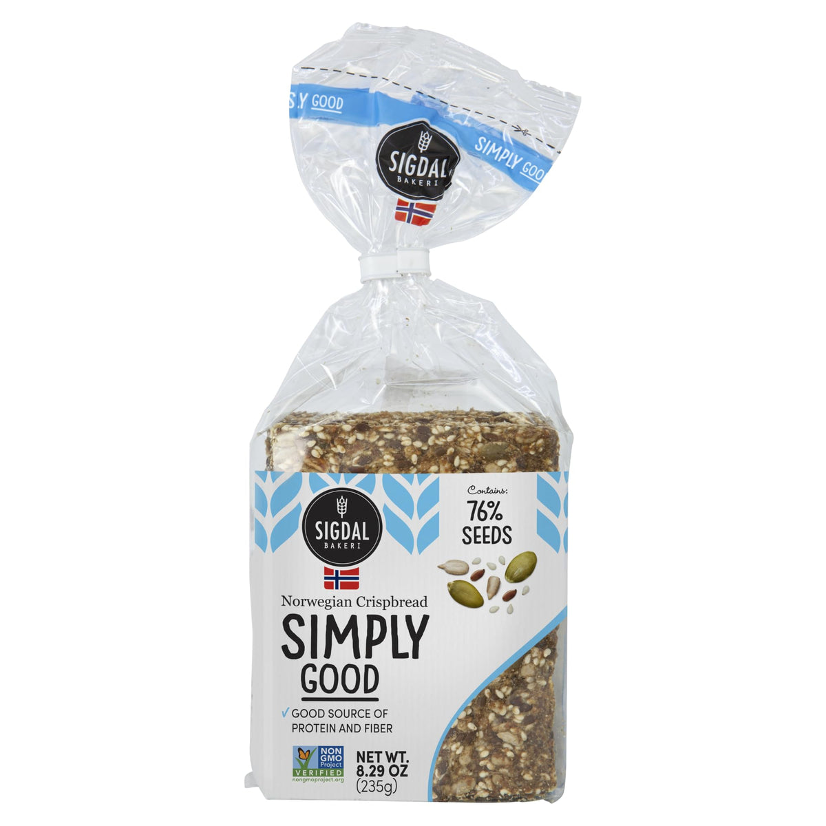 Sigdal Bakeri Simply Good Crispbread 76% seeds close-up with nutty crunch