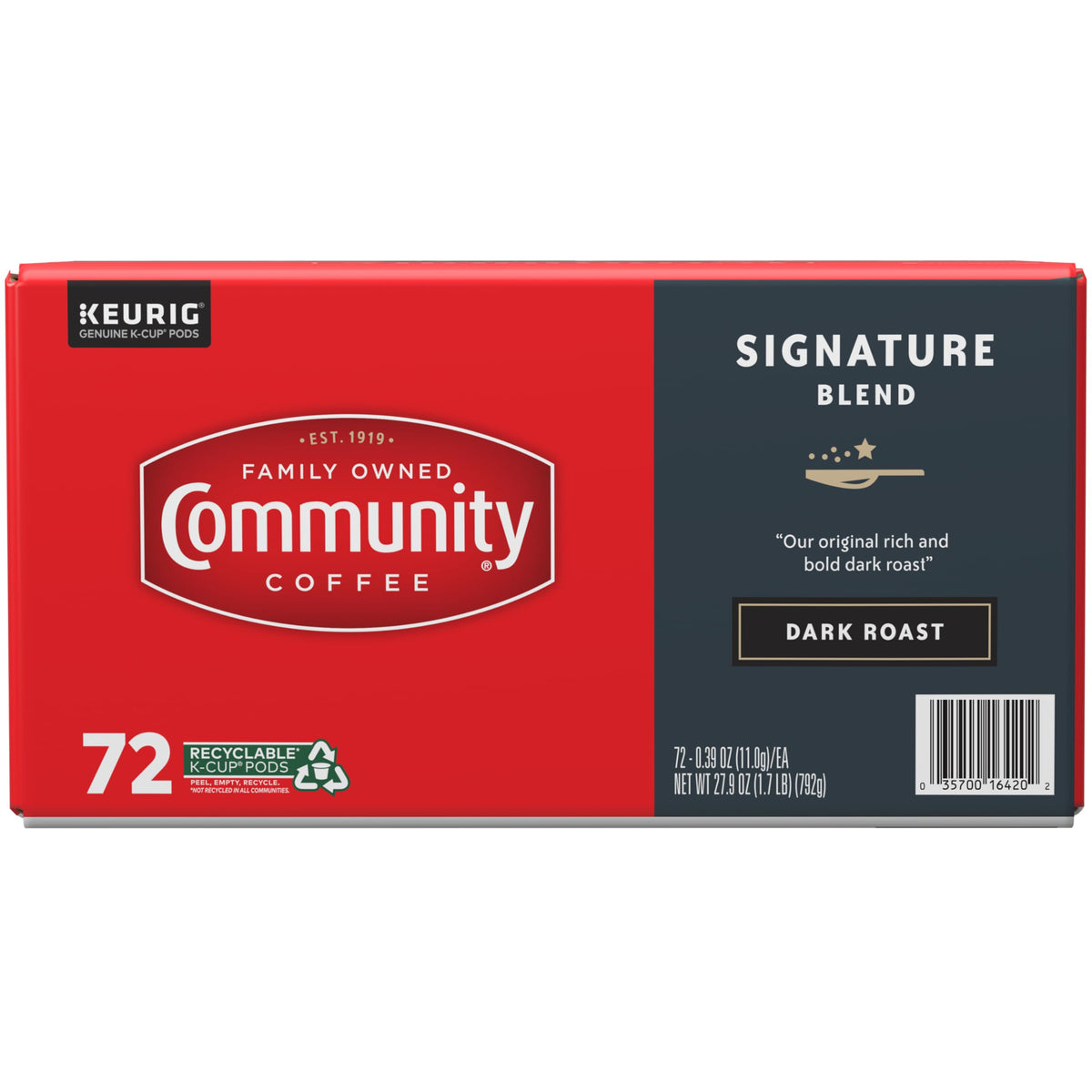 Box of 72 Signature Blend pods delivers convenient, consistent portions.