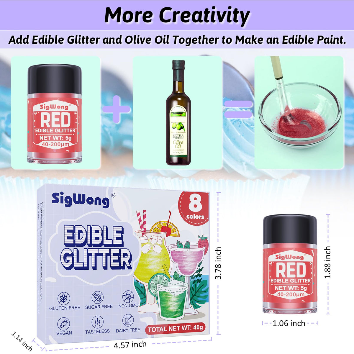 SigWong edible glitter chocolate-dessert-shine creates glamorous decorations.