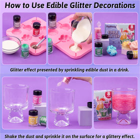 SigWong edible glitter drink-decor-sparkle enhances cocktails with eye-catching shimmer.