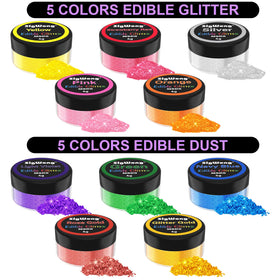 SigWong orange edible glitter bottle adds bold color to desserts.