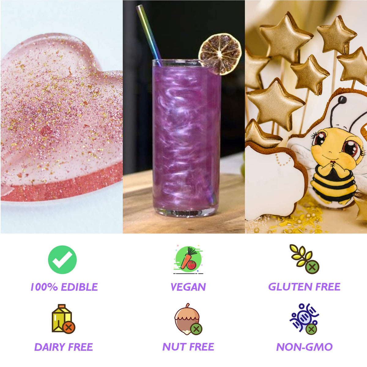 SigWong yellow glitter bottle creates sunny highlights on pastries.