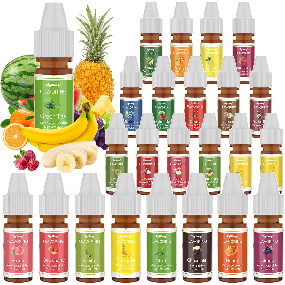 SigWong flavoring oil bottle with 24 flavors for versatile culinary and DIY uses.