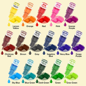 SigWong 16-color swatches show bold hues for candy melts.