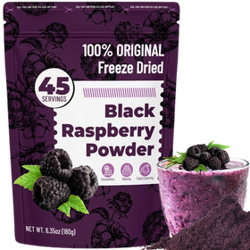 SIHASO freeze dried black raspberry powder in a resealable pouch for convenient berry flavor.