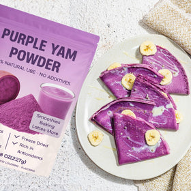 Sihaso natural food coloring pour showing vibrant purple hue for baking