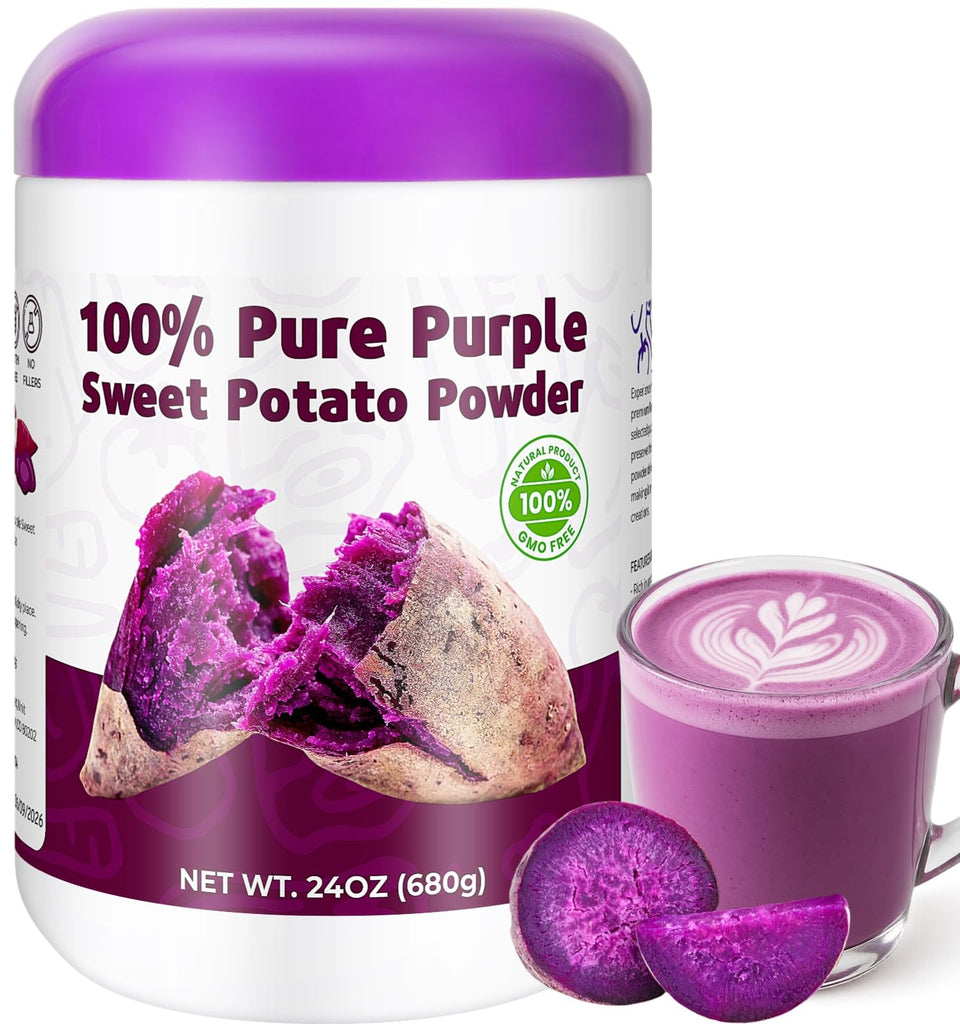 SIHASO Purple Sweet Potato Powder 24oz bag showing vibrant color for baking