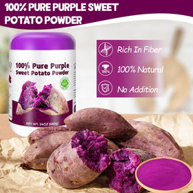SIHASO Purple Sweet Potato Powder color swatch highlights deep violet hue for drinks