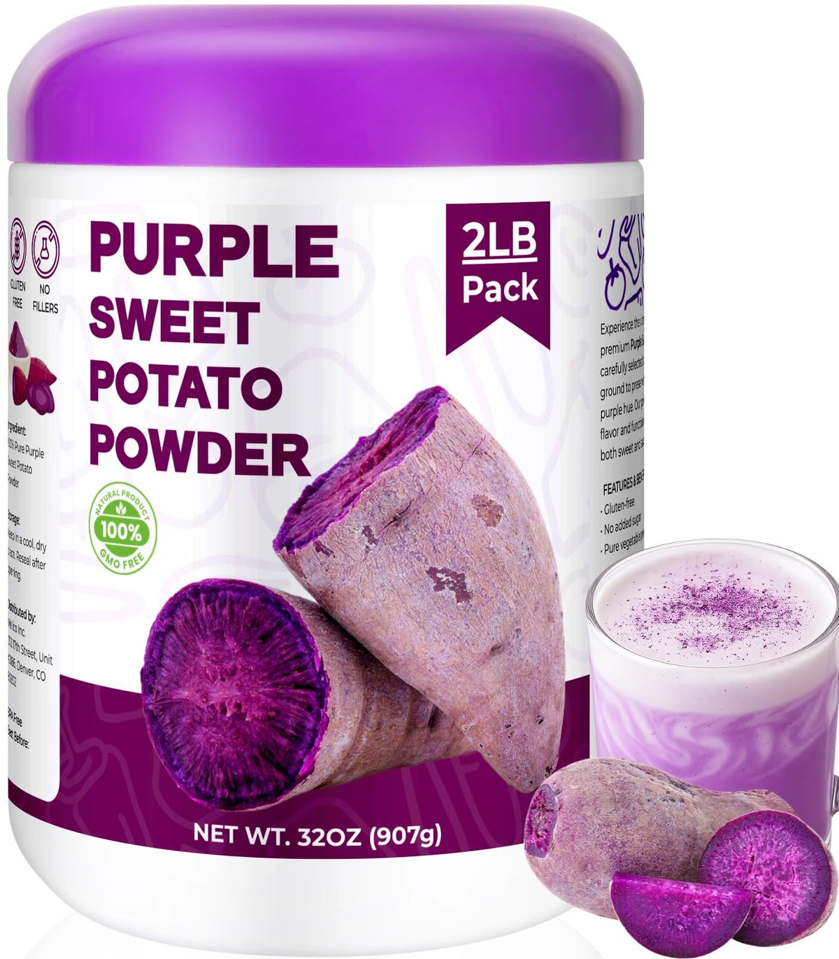 SIHASO purple sweet potato powder jar front for easy, color-ready baking.