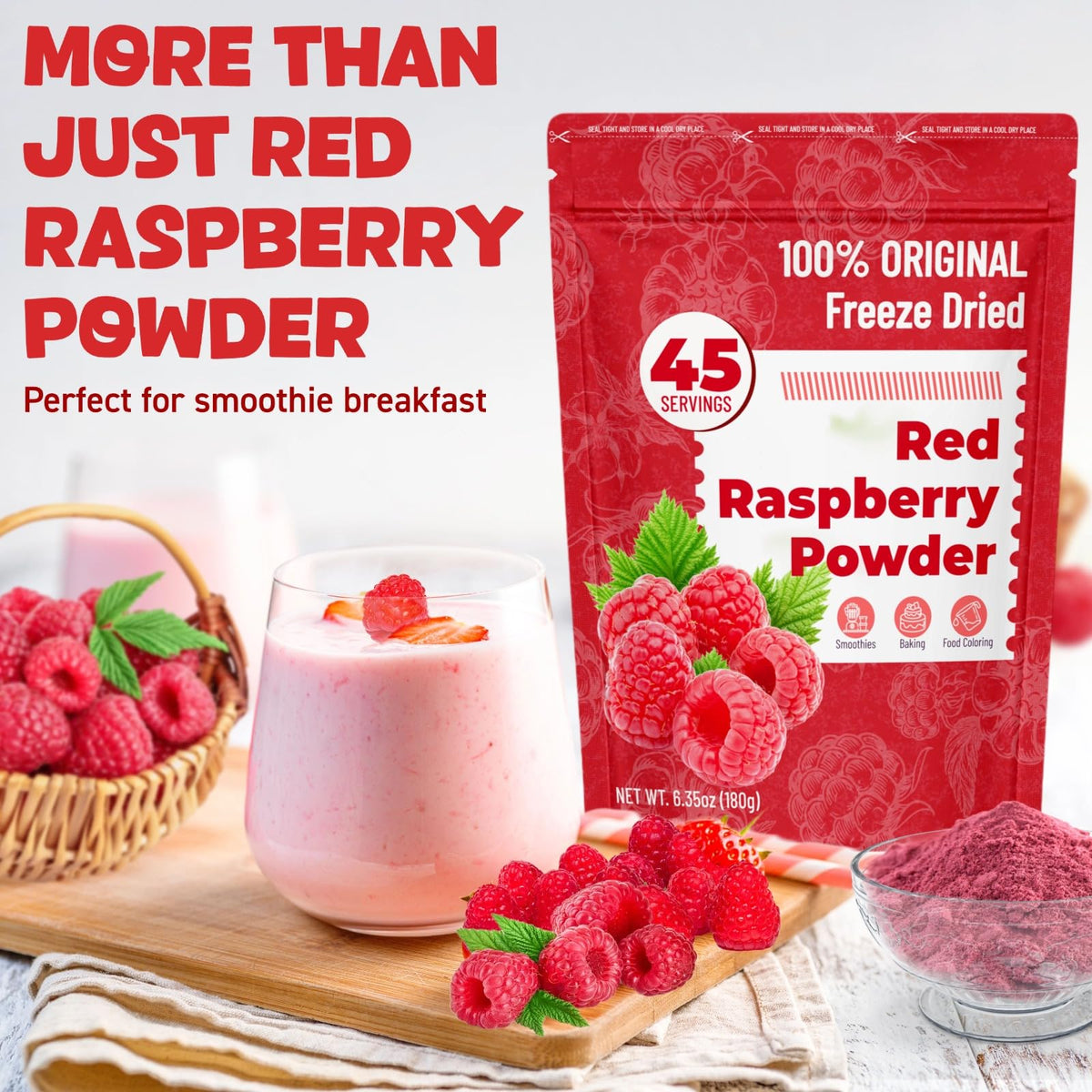 SIHASO Raspberry Powder resealable pouch to keep it fresh
