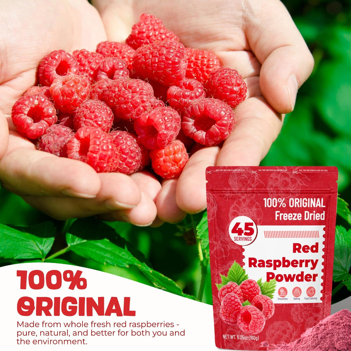 SIHASO Raspberry Powder in a bowl showing vibrant color