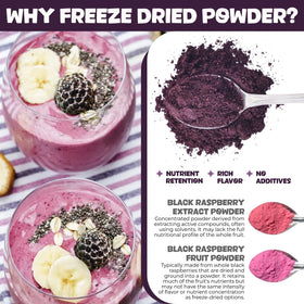 SIHASO raspberry powder sprinkled over yogurt for quick snack.