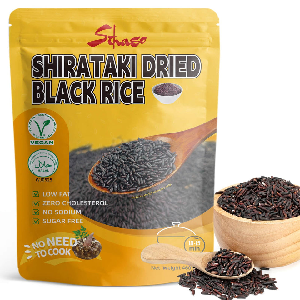 SIHASO Shirataki Konjac Dried Black Rice pack for quick, keto-friendly meals.