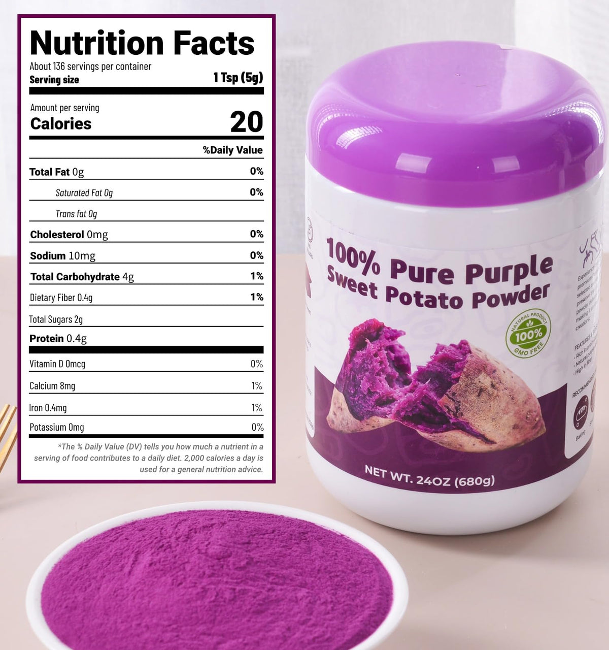 SIHASO smoothie bowl with ube powder showcasing vivid color