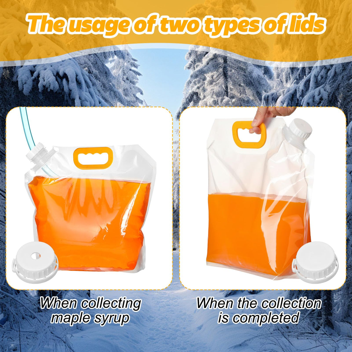 SiliFine perforated lid connects cleanly to syrup tubes for debris-free collection