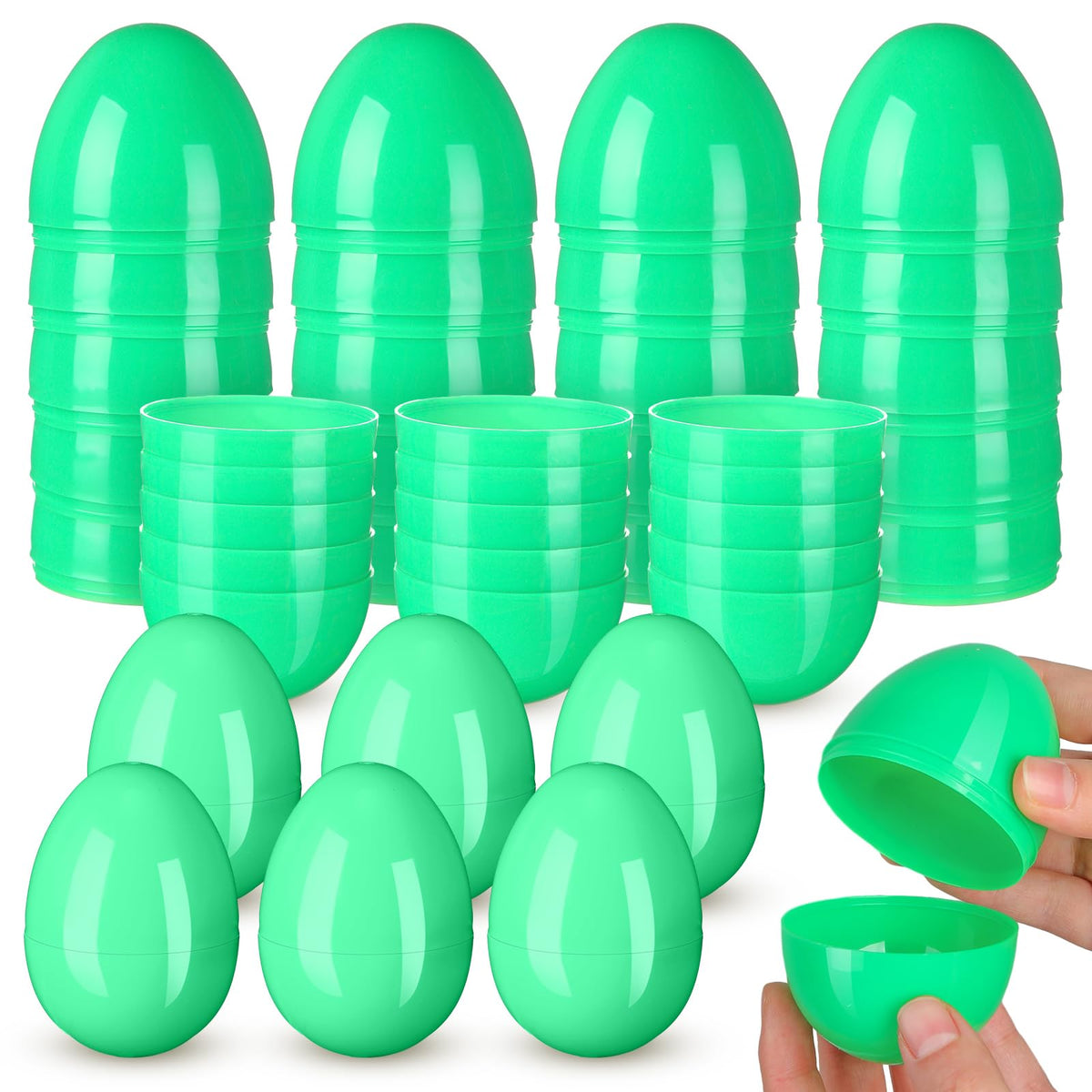 Silipull 36-pack jumbo green egg for Easter hunts and customizable surprises