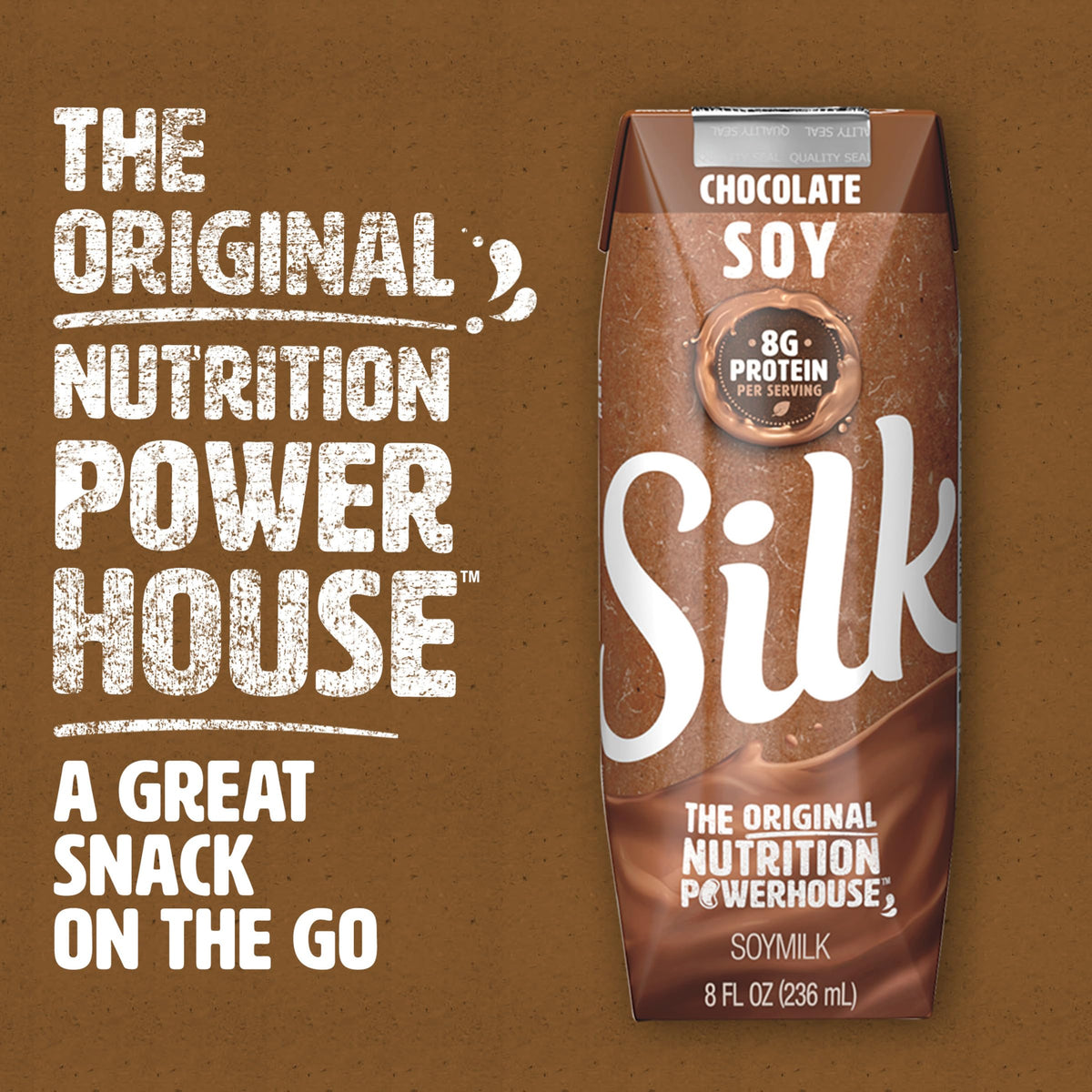 Close-up of Silk Chocolate Soy Milk texture, rich and smooth