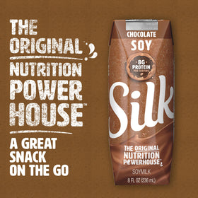 Close-up of Silk Chocolate Soy Milk texture, rich and smooth