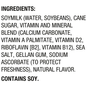 Silk Original soy milk label shows Non-GMO and vegan-friendly ingredients.