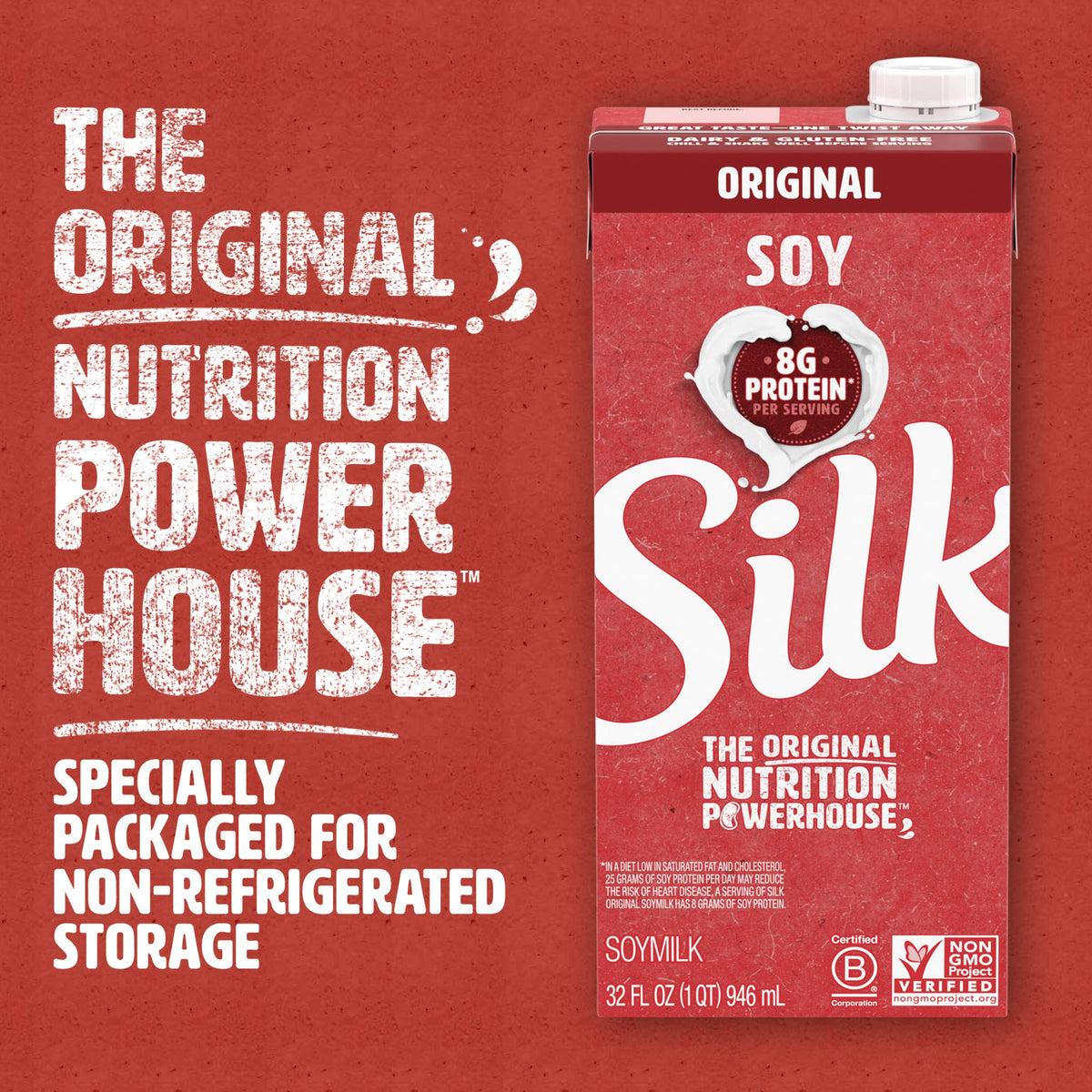 Silk Original soy milk over cereal for a dairy-free breakfast.