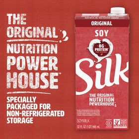 Silk Original soy milk over cereal for a dairy-free breakfast.