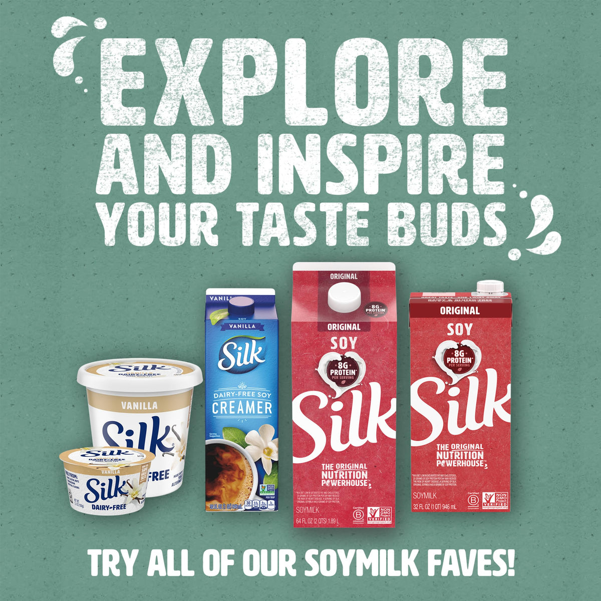 Silk unsweetened soy milk nutrition label highlighting protein content
