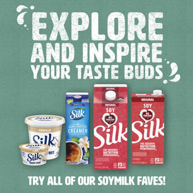 Silk unsweetened soy milk nutrition label highlighting protein content