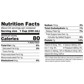 Silk unsweetened soy milk packaging shows Non-GMO Project Verified and vegan-friendly