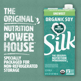Silk unsweetened soy milk pouring into coffee for a creamy, dairy-free cup