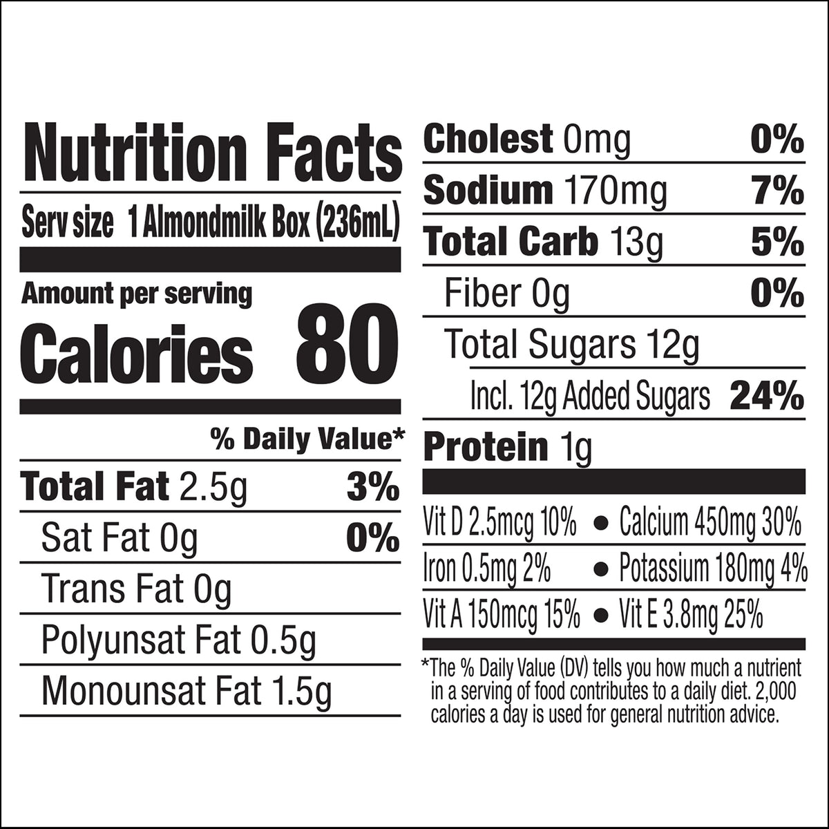 Silk Vanilla Almondmilk 8 oz bottle closeup with label details.