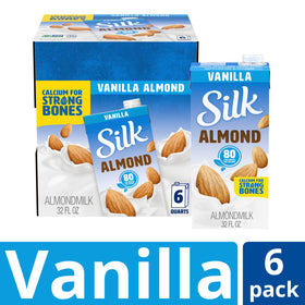 Silk Vanilla Almondmilk coffee pour demonstrates creamy non-dairy boost.